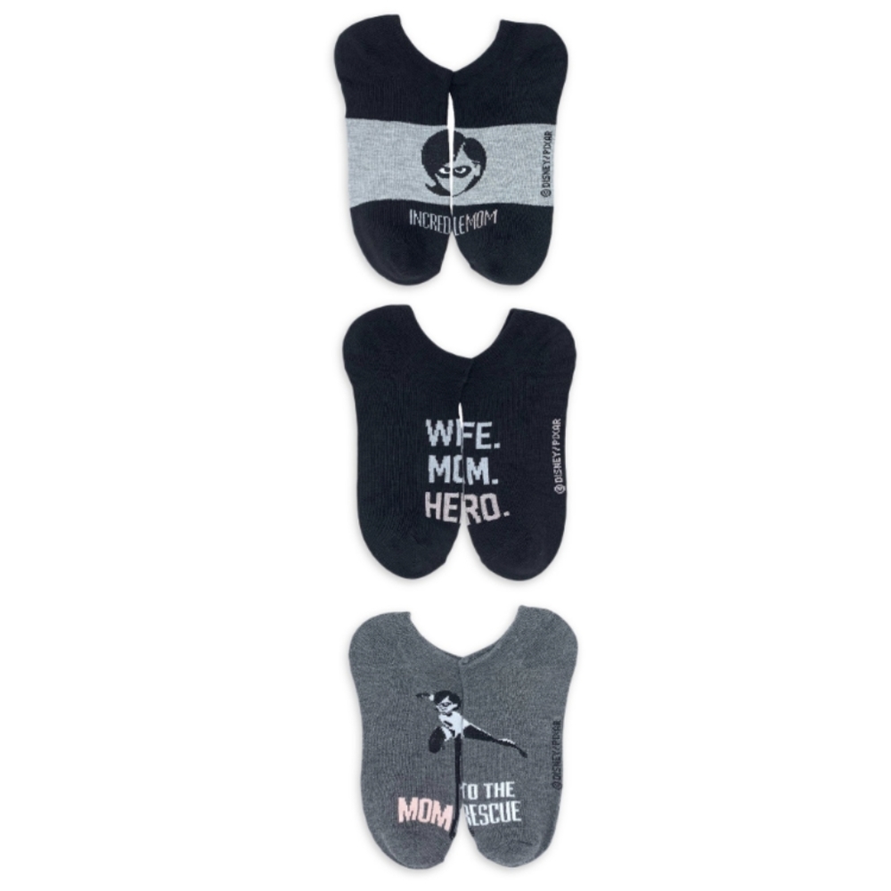Disney Pixar The Incredibles Mom Women's No Show Socks, 3 Pairs, Shoe Size:4-10